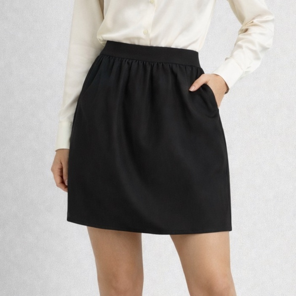 Wilfred Black 100% Silk Mini Skirt with Pockets
